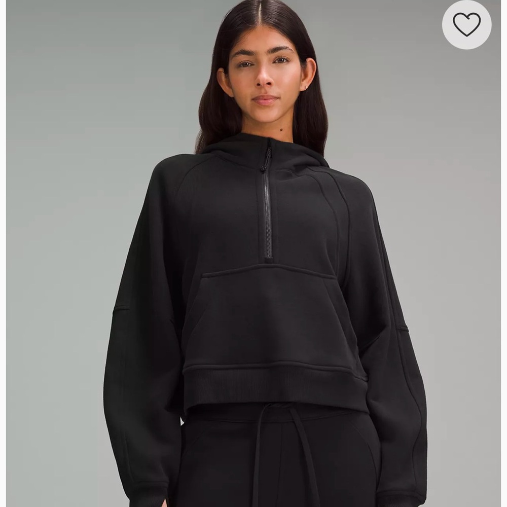 Scuba oversized, half zipper, cropped hoodie